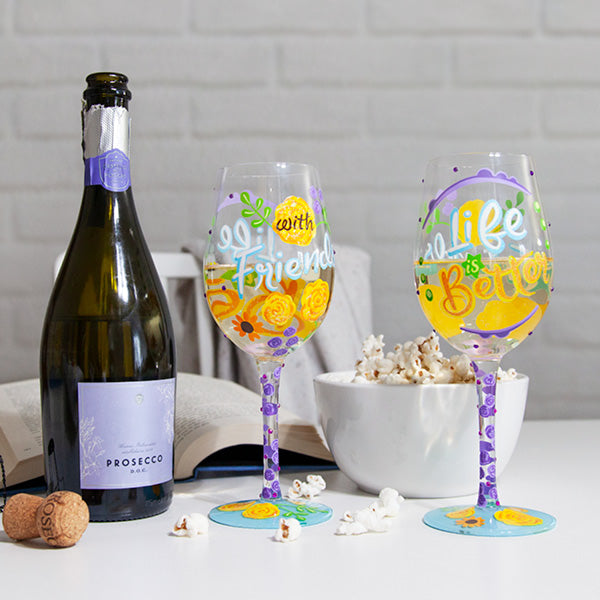 NEW Life Is Better With Friends Wine Glass by Lolita