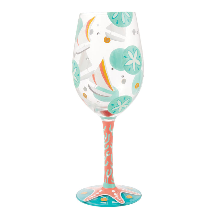 Sailboats and Sand Dollars Wine Glass by Lolita