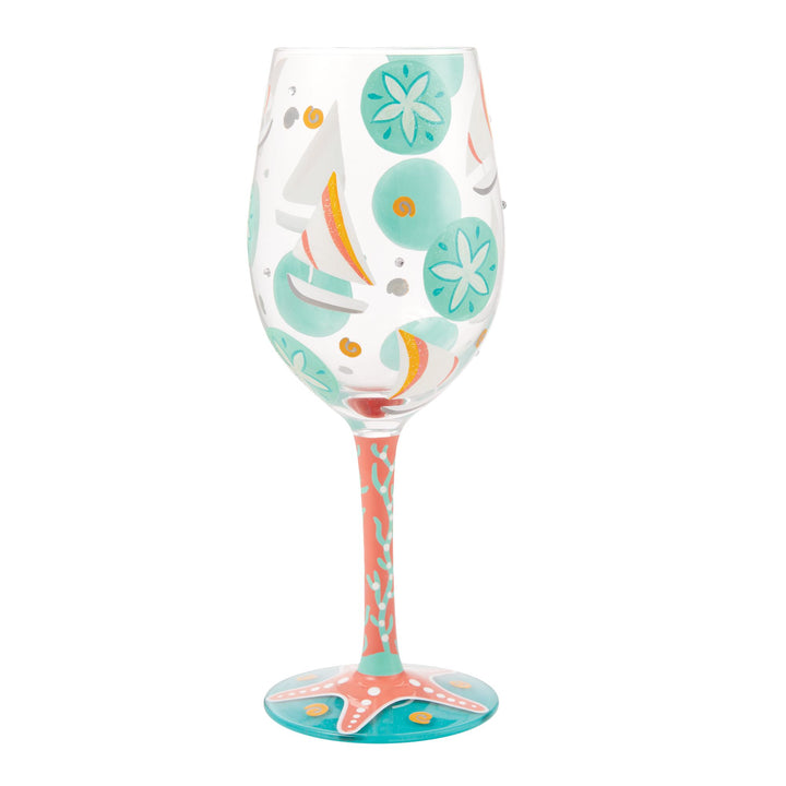 Sailboats and Sand Dollars Wine Glass by Lolita