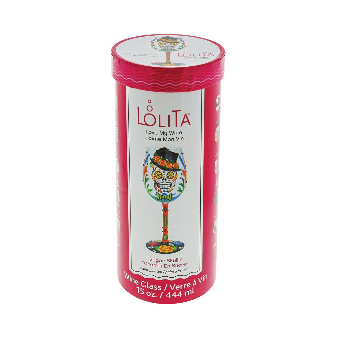 Sugar Skulls Wine Glass by Lolita