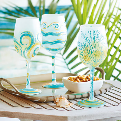 Gorgeous new coastal-inspired Dreamy Collection of seaside-vibe wine glasses from Lolita