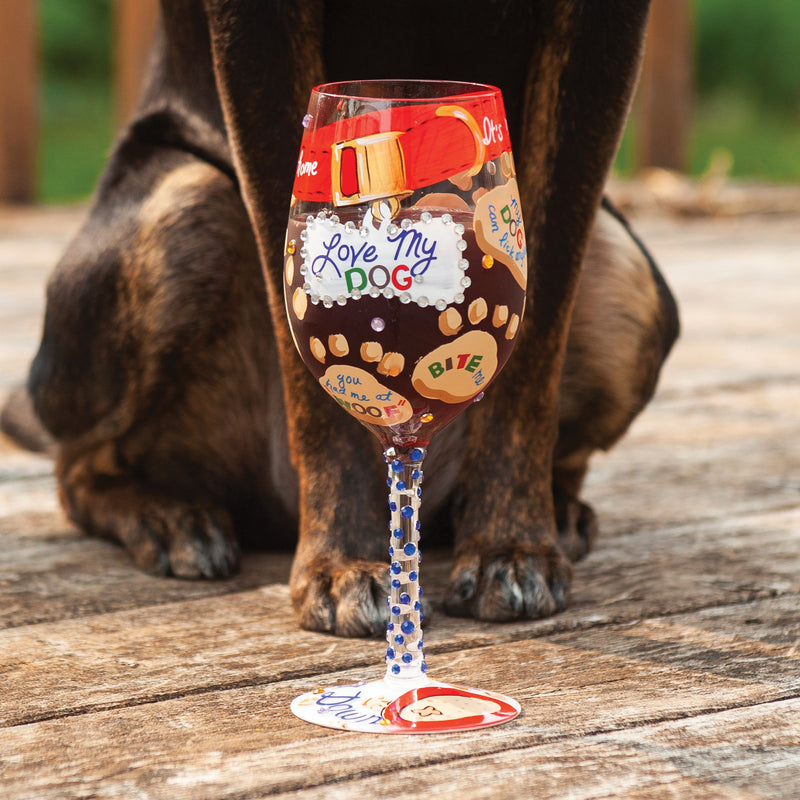 Love my Dog Wine Glass by Lolita