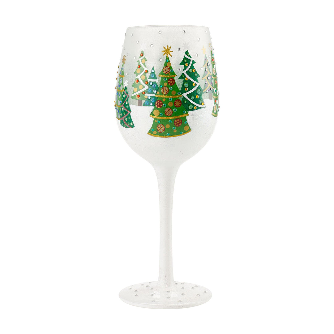 Christmas Trees in the Snow Wine Glass by Lolita