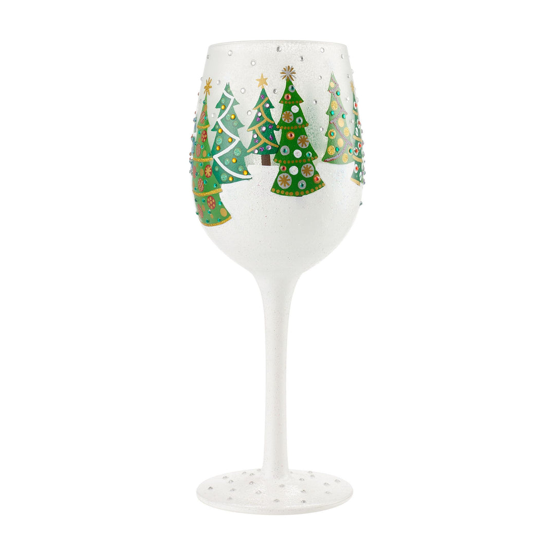 Christmas Trees in the Snow Wine Glass by Lolita