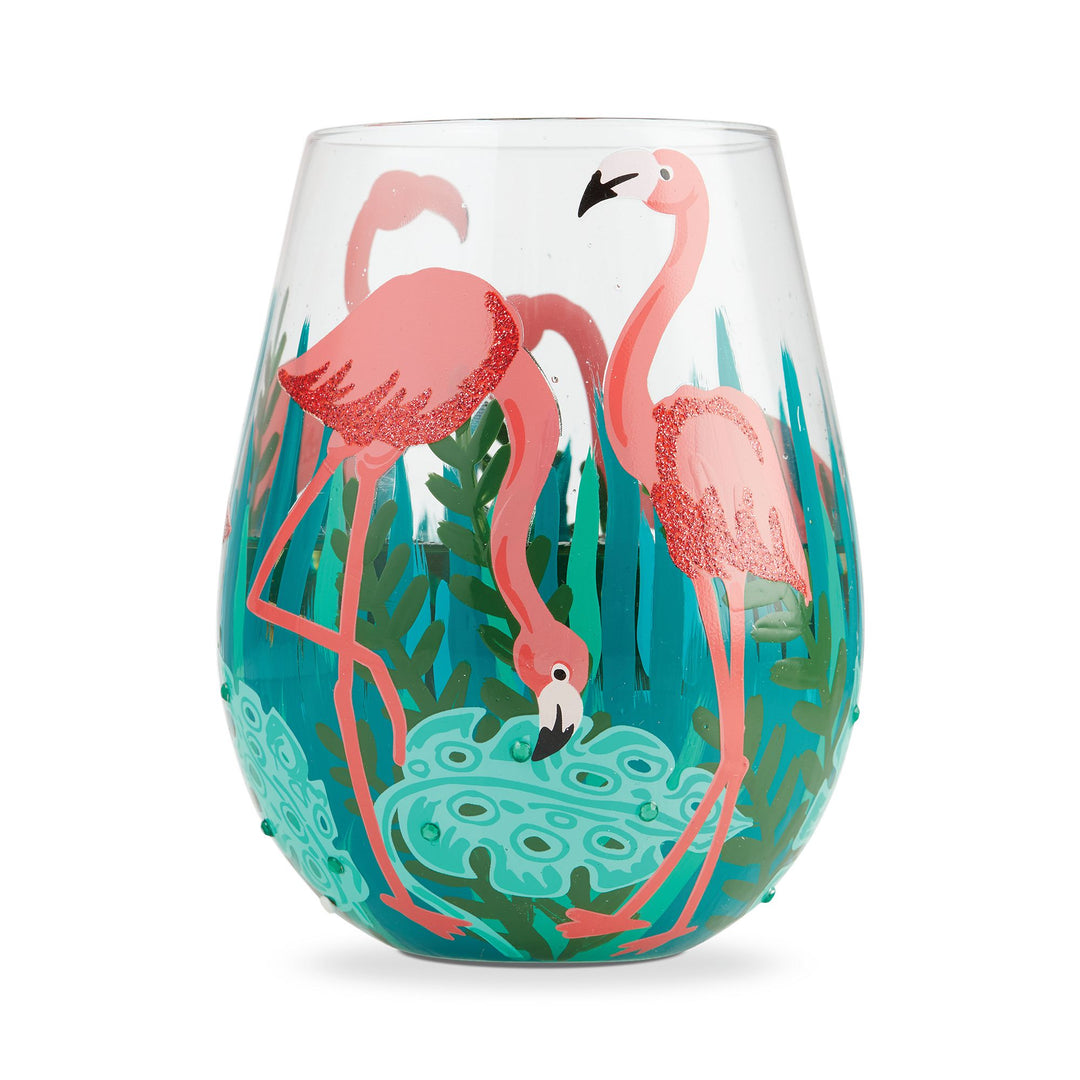 Fancy Flamingo Stemless Glass by Lolita