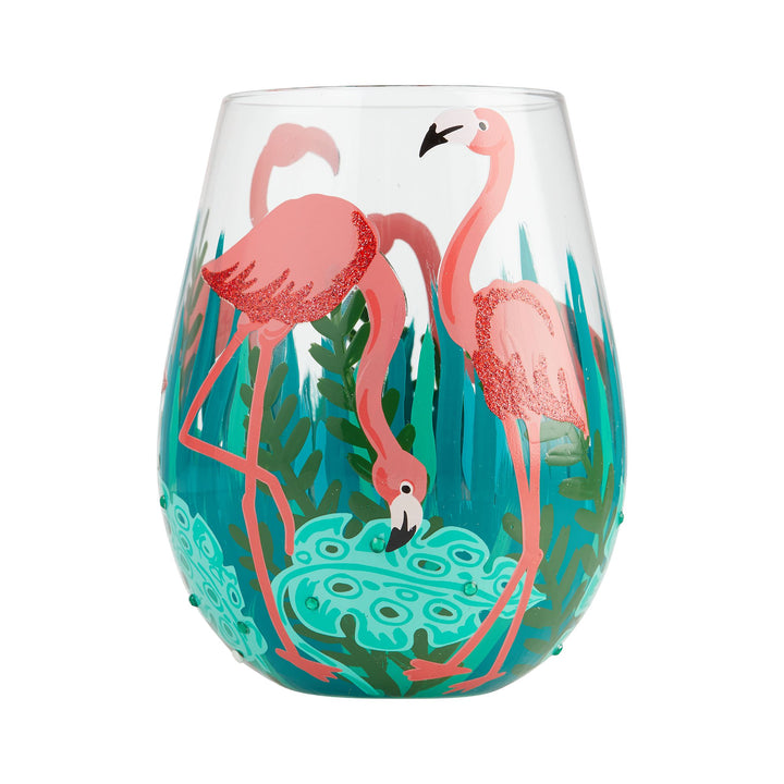 Fancy Flamingo Stemless Glass by Lolita