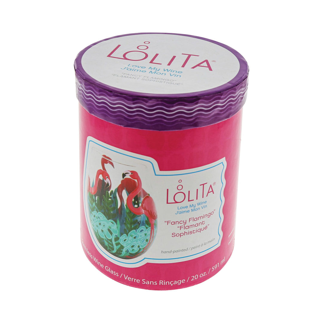 Fancy Flamingo Stemless Glass by Lolita
