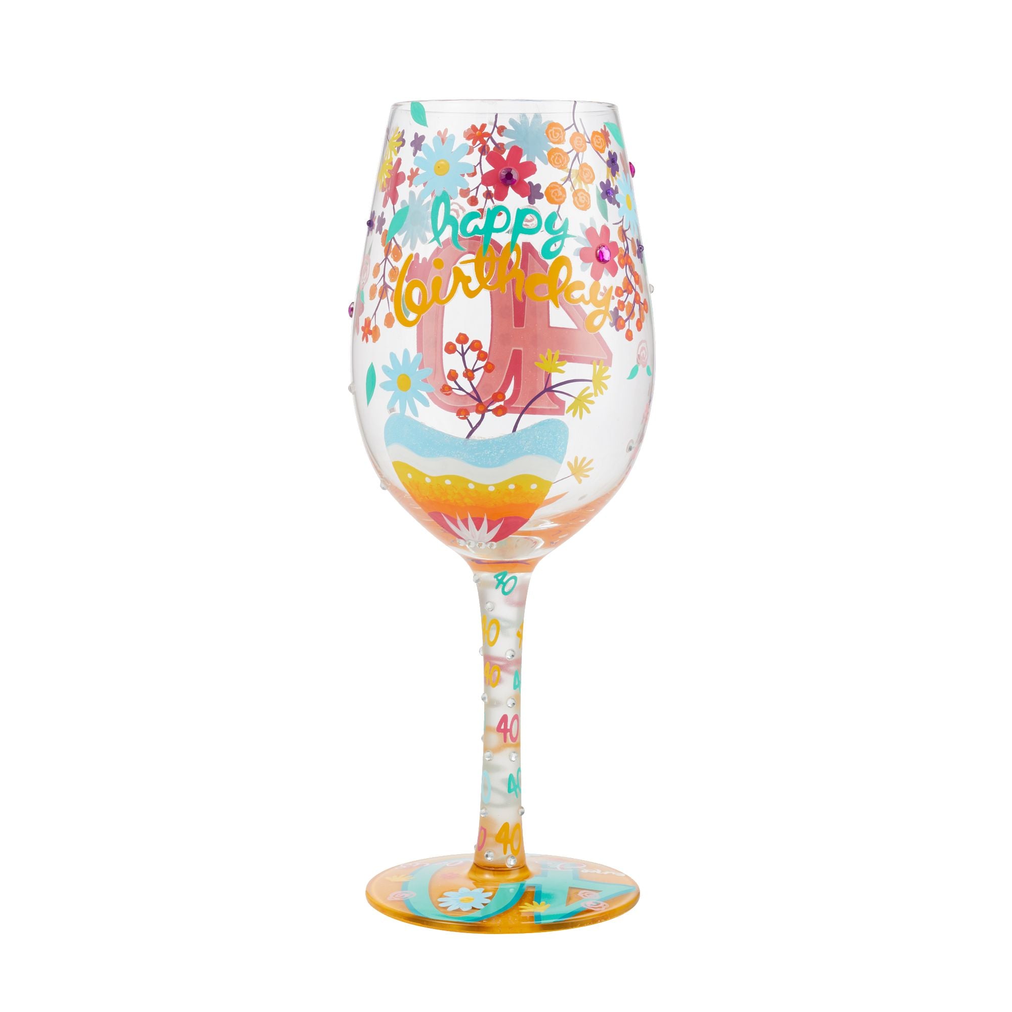 Happy 40th Birthday Wine Glass Designs by Lolita UK