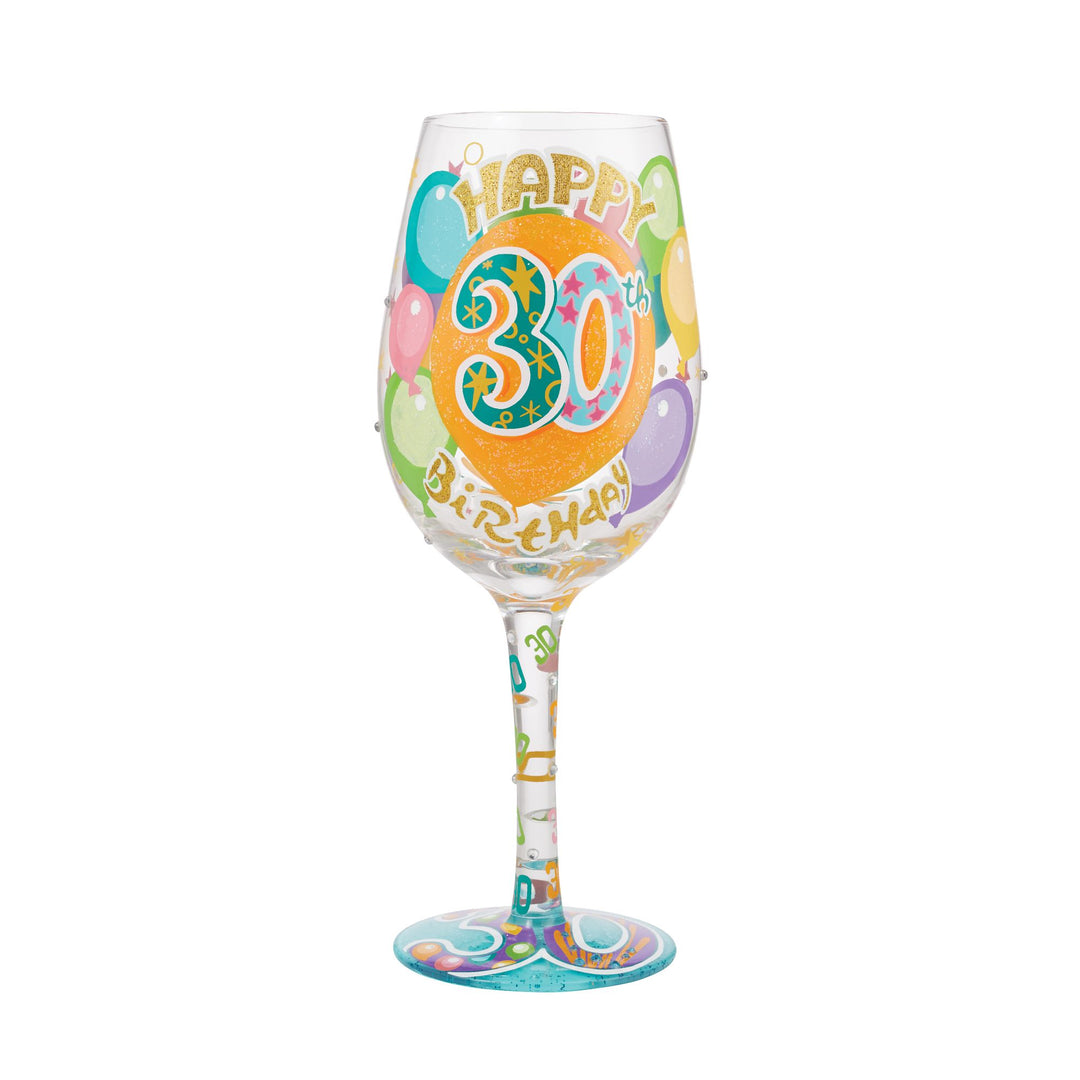 Happy 30th Birthday Wine Glass by Lolita