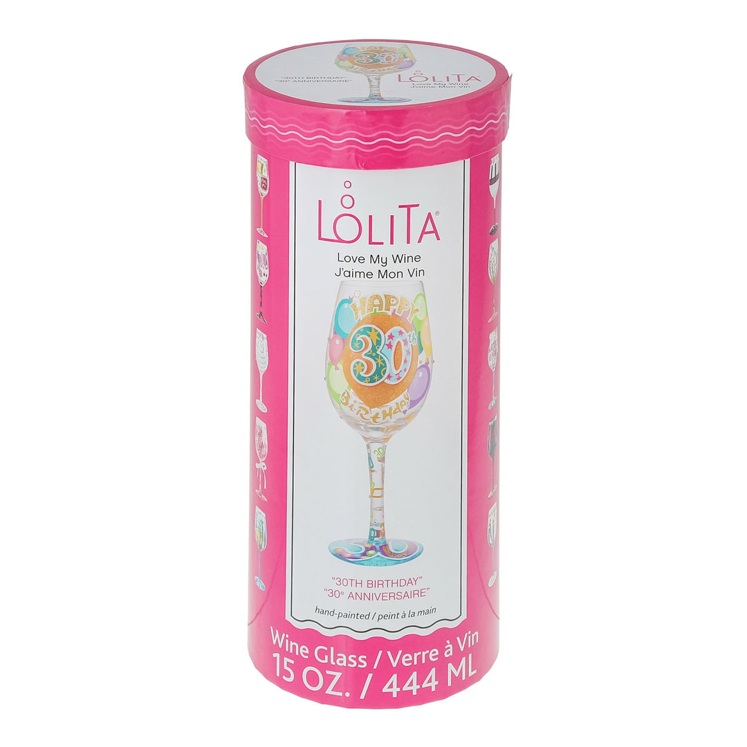 Happy 30th Birthday Wine Glass by Lolita
