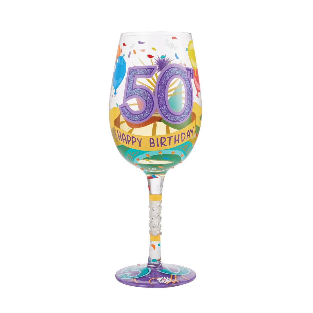 Happy 50th Birthday Wine Glass by Lolita