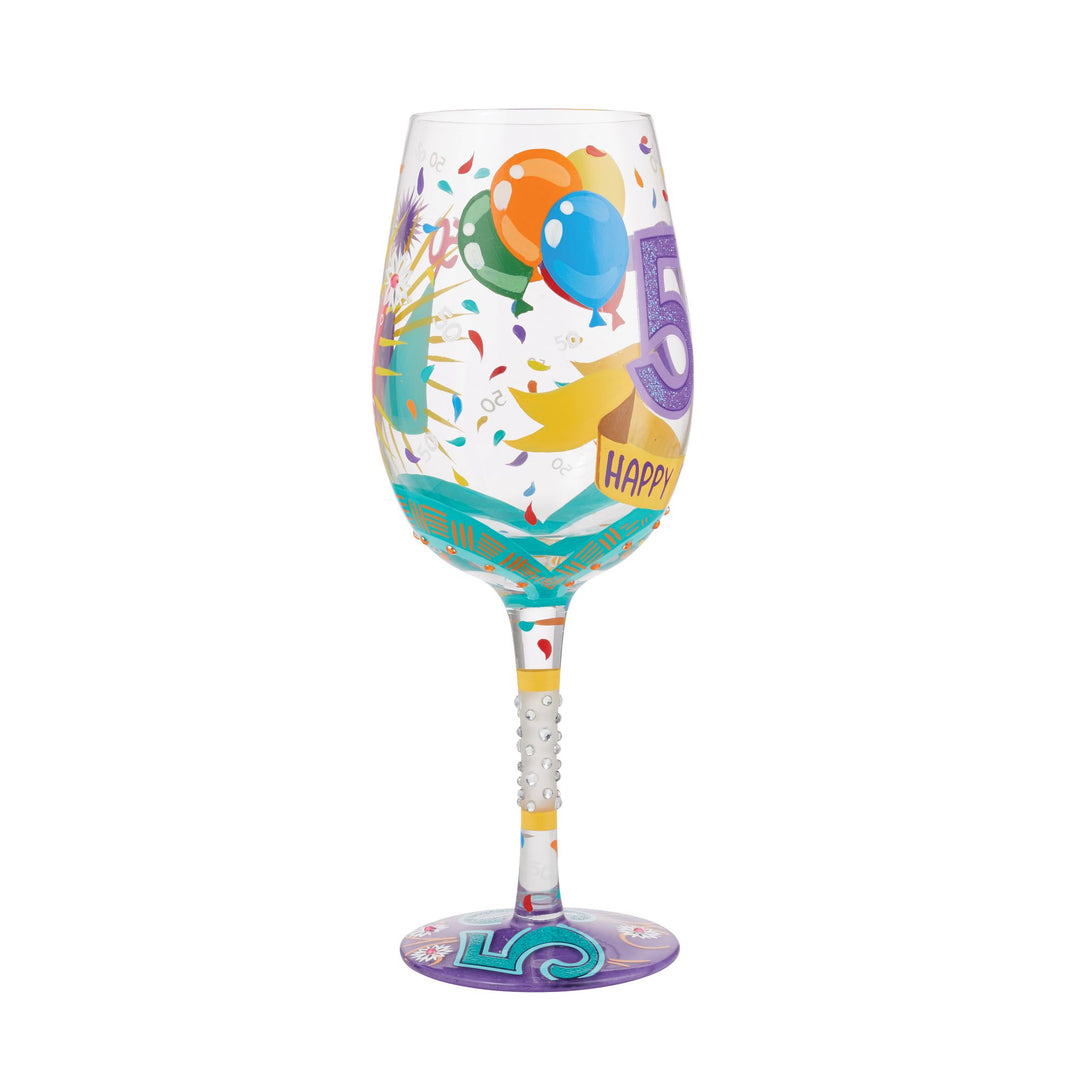 Happy 50th Birthday Wine Glass by Lolita