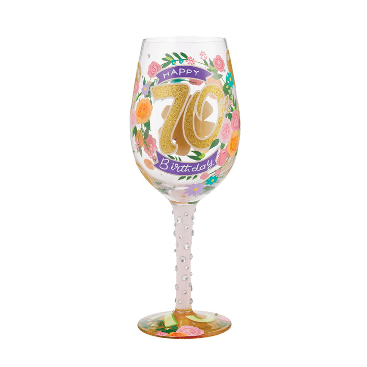 Happy 70th Birthday Wine Glass by Lolita