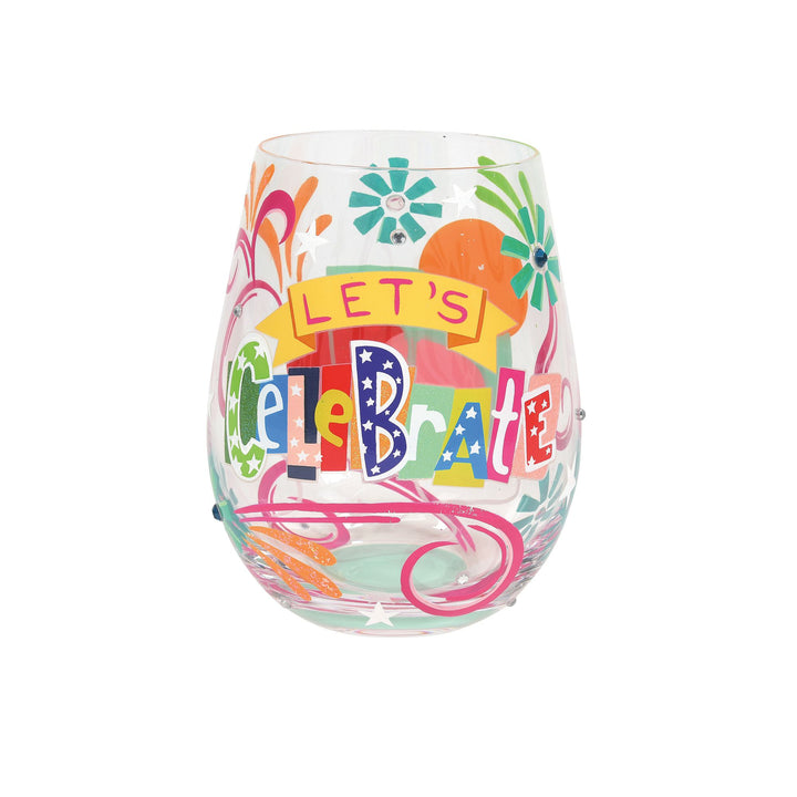 Let's Celebrate Stemless Wine Glass by Lolita