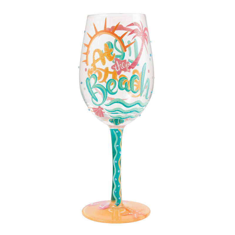 Life At The Beach Wine Glass by  Lolita