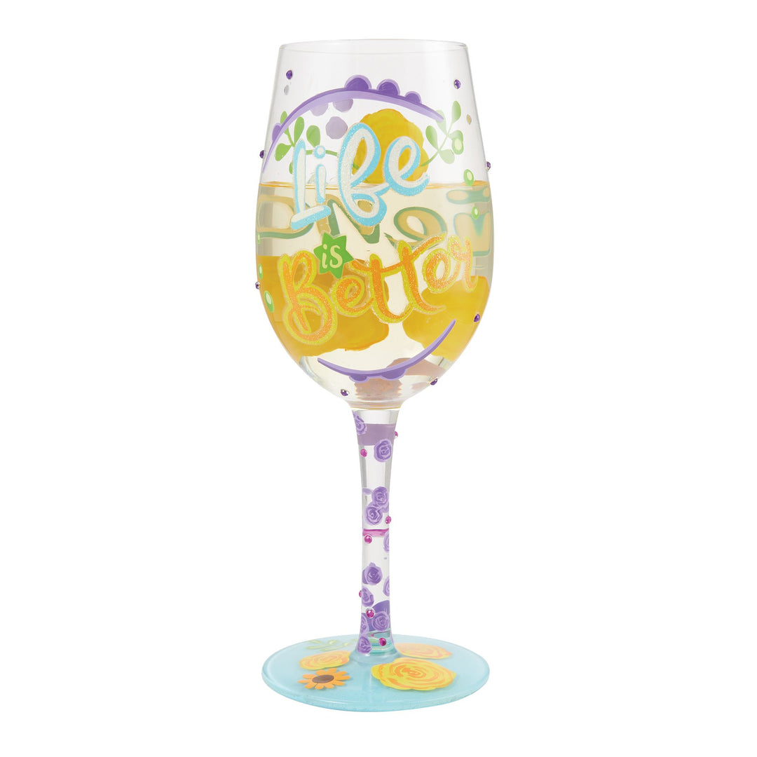 Life With Friends Wine Glass by Lolita