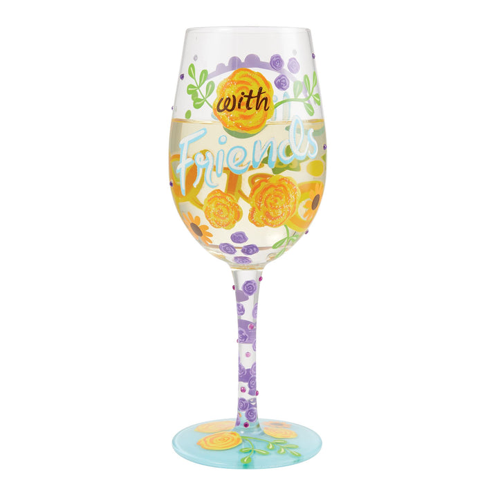 Life With Friends Wine Glass by Lolita