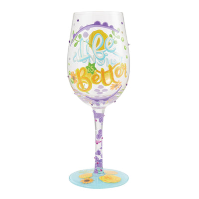Life With Friends Wine Glass by Lolita