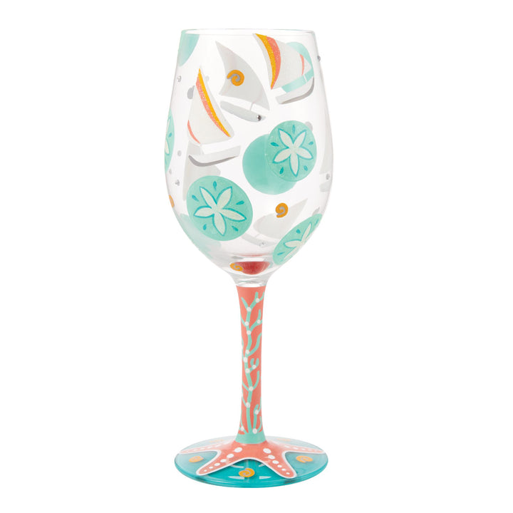 Sailboats and Sand Dollars Wine Glass by Lolita