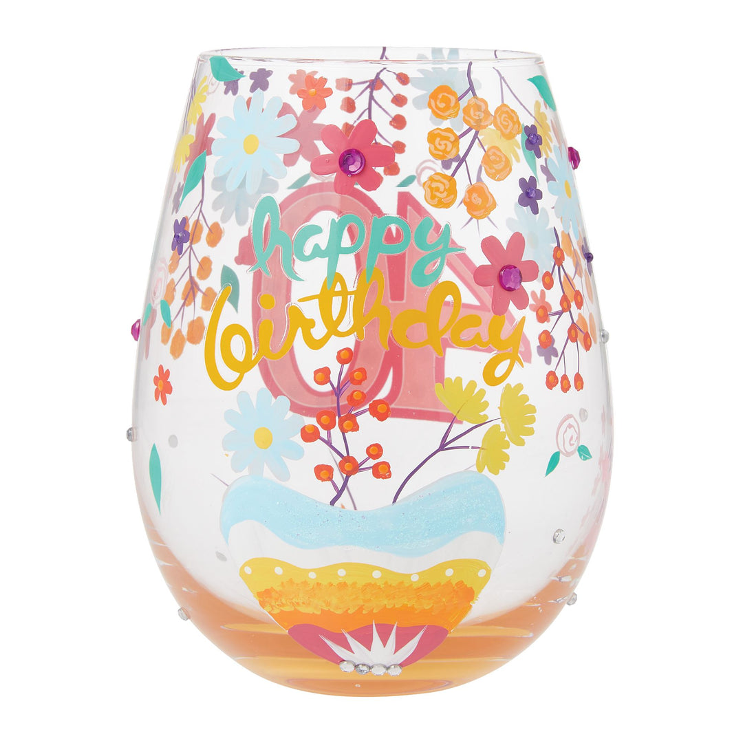 Happy 40th Birthday Stemless Wine Glass by Lolita