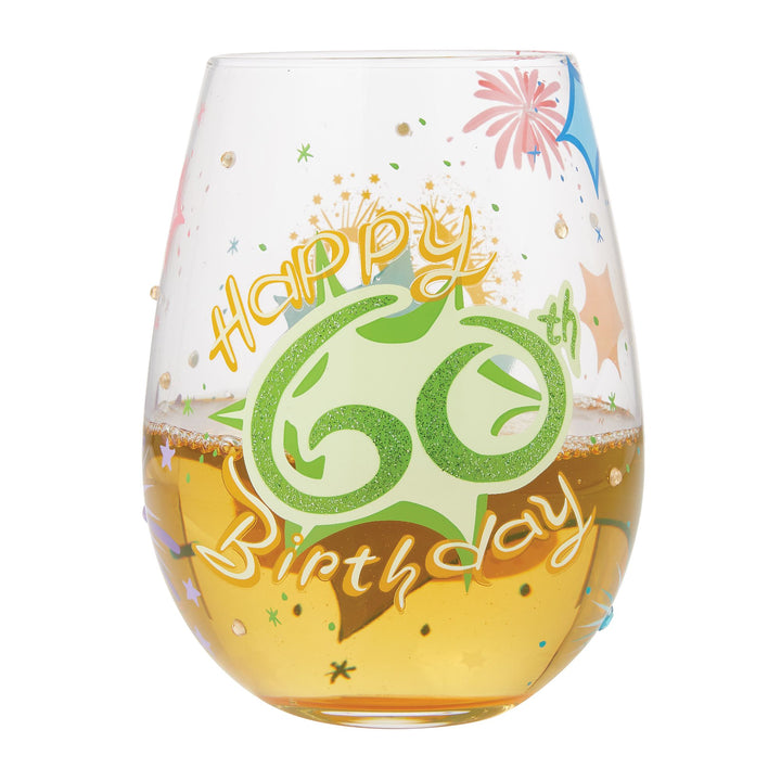 Happy 60th Birthday Stemless Wine Glass by Lolita