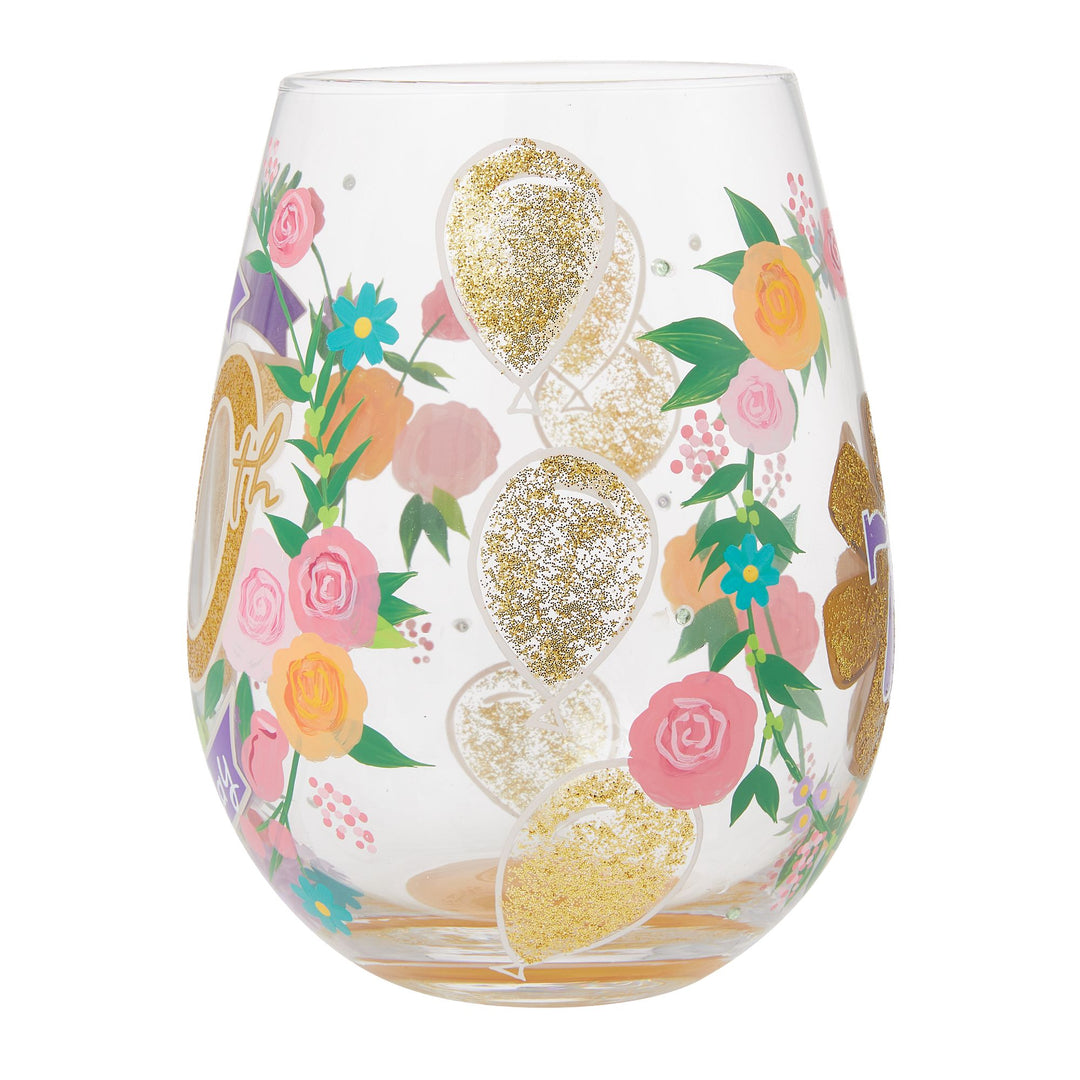 Happy 70th Birthday Stemless Wine Glass by Lolita