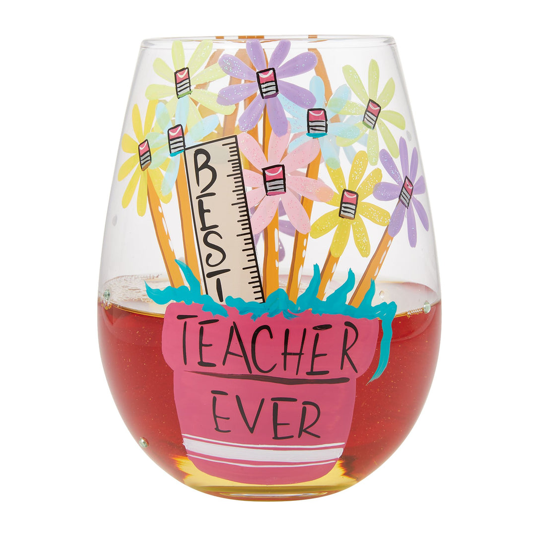 Best Teacher Ever Stemless Wine Glass by Lolita