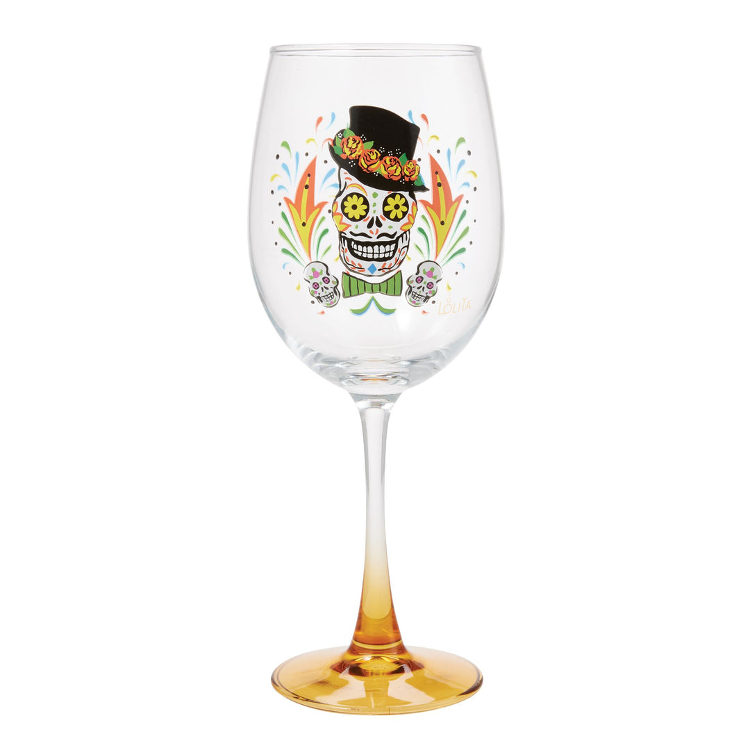 Sugar Skull Wine Glass