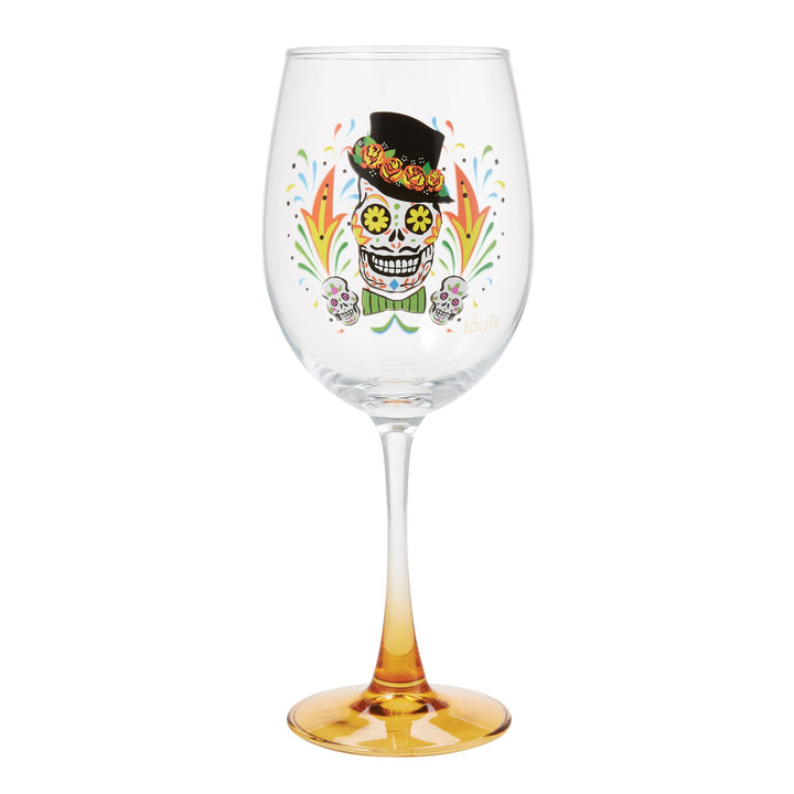 Sugar Skull Wine Glass