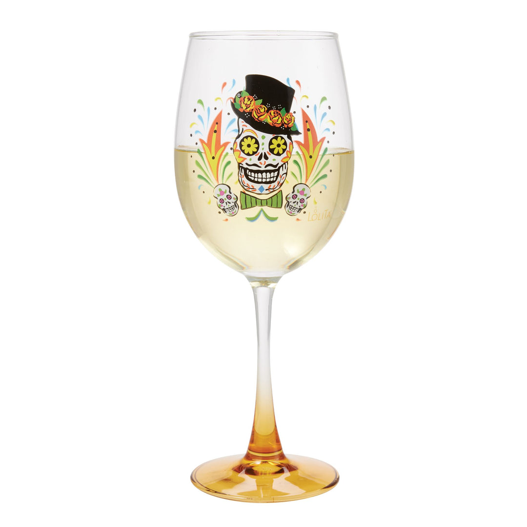 Sugar Skull Wine Glass