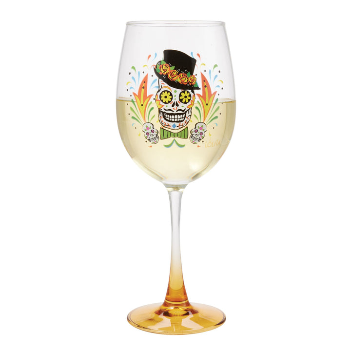Sugar Skull Wine Glass
