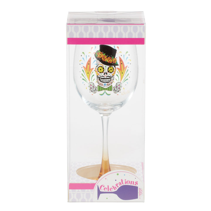 Sugar Skull Wine Glass
