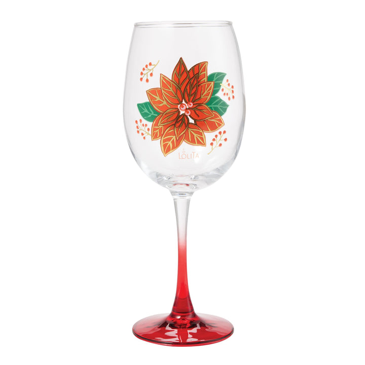 Pretty as a Poinsettia Wine Glass