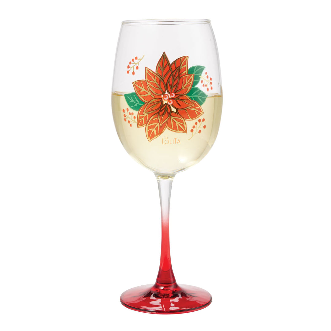 Pretty as a Poinsettia Wine Glass