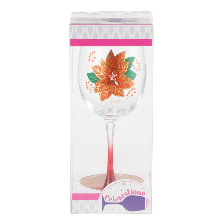 Pretty as a Poinsettia Wine Glass