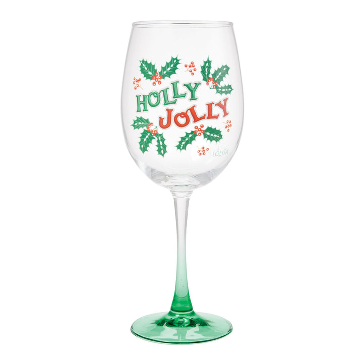 Holly Jolly Wine Glass