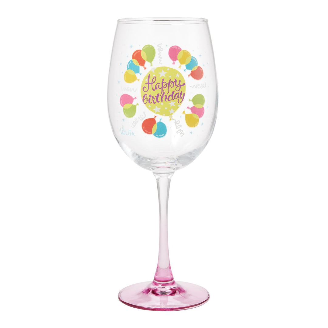 Birthday Balloons Wine Glass