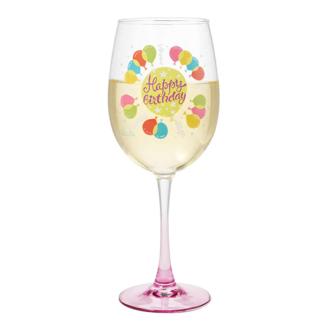 Birthday Balloons Wine Glass