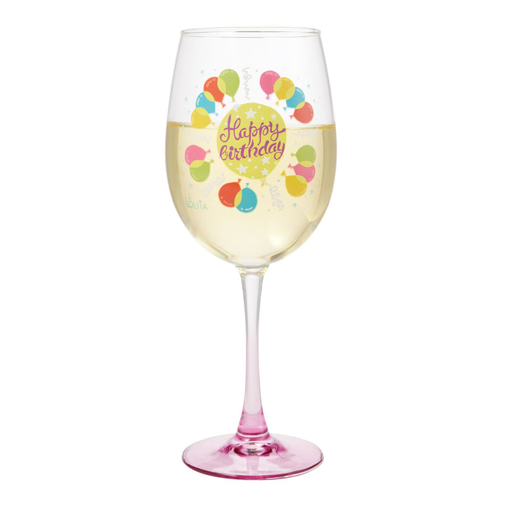 Birthday Balloons Wine Glass