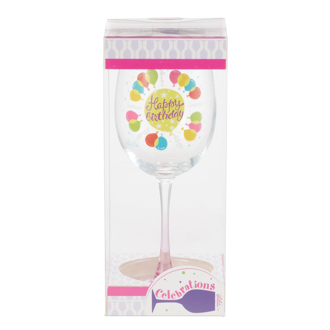 Birthday Balloons Wine Glass