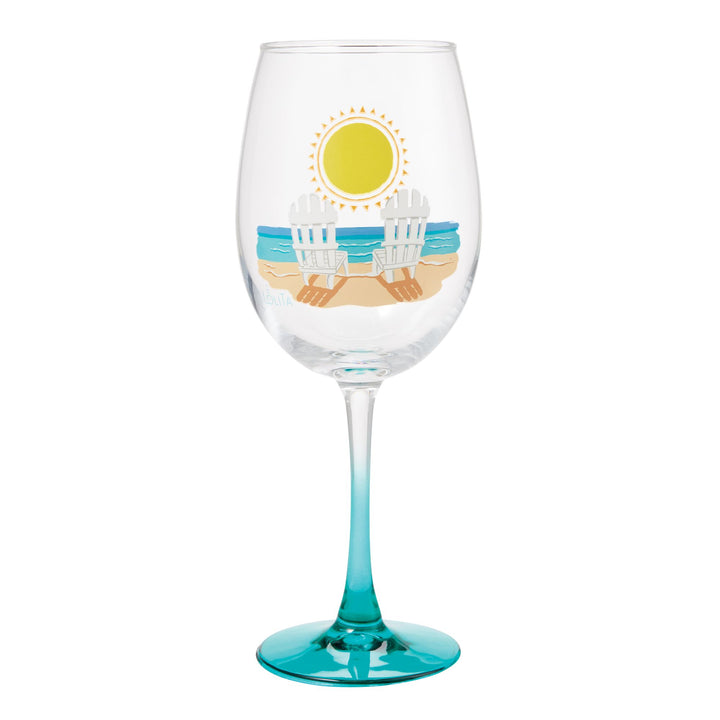 Sun on the Beach Wine Glass