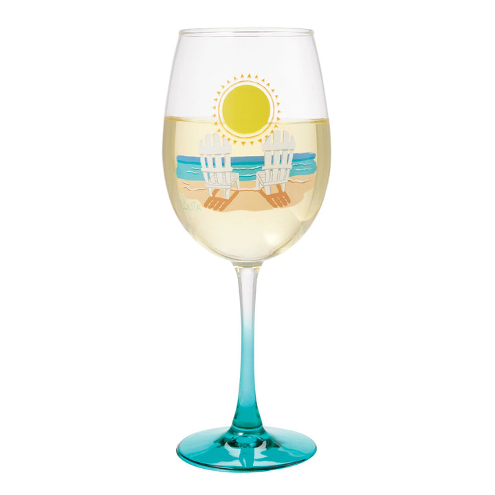 Sun on the Beach Wine Glass