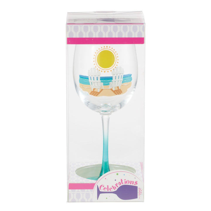 Sun on the Beach Wine Glass