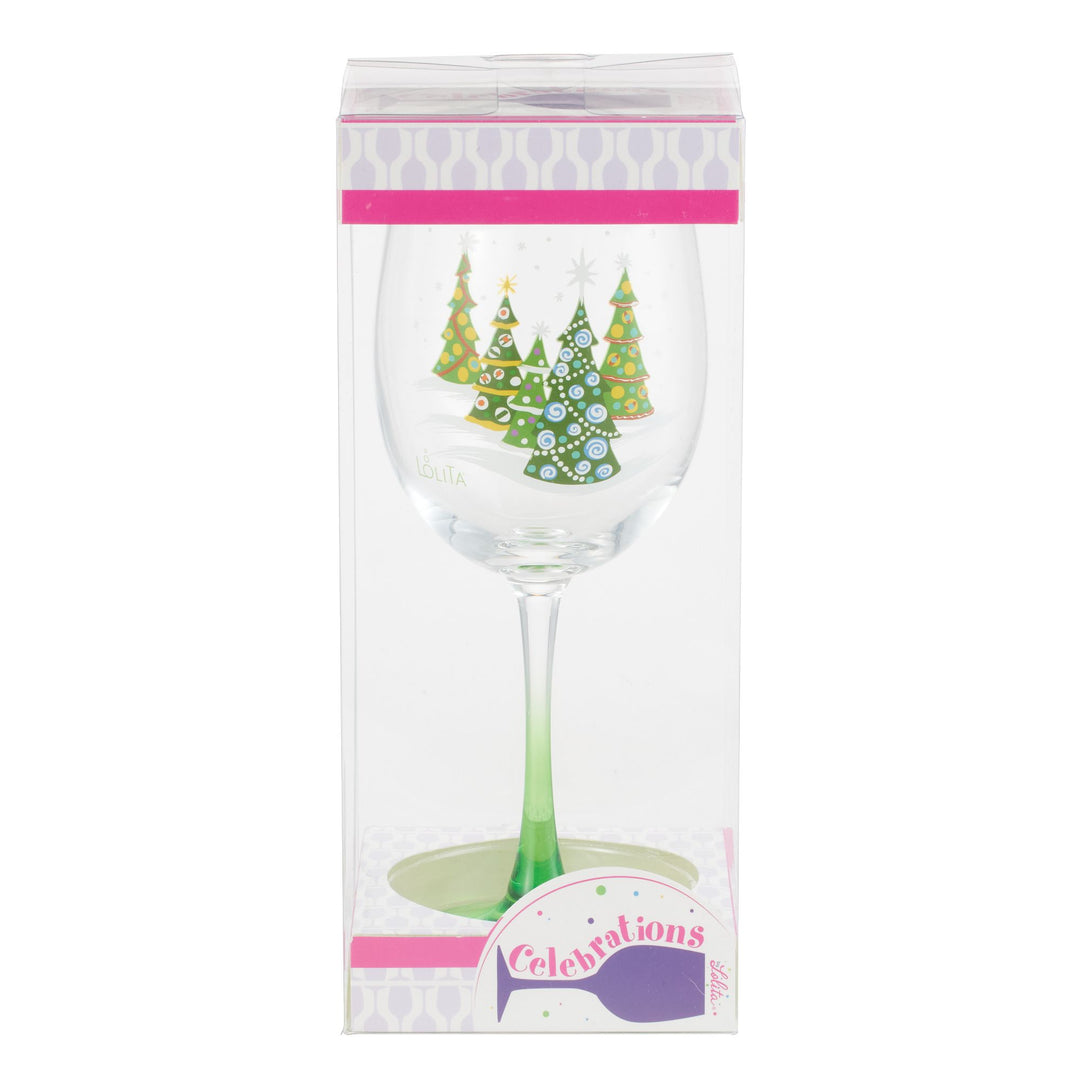Christmas Trees in the Snow Wine Glass