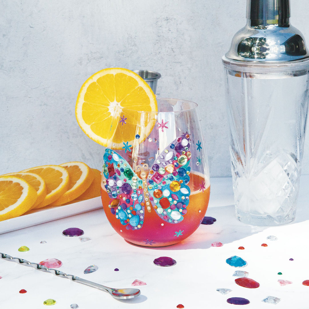 Bejewelled Butterfly Stemless Glass