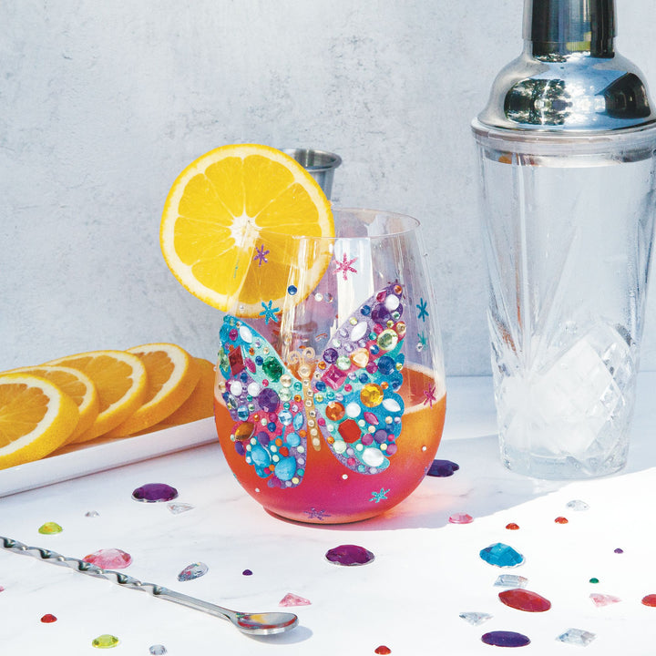 Bejewelled Butterfly Stemless Glass