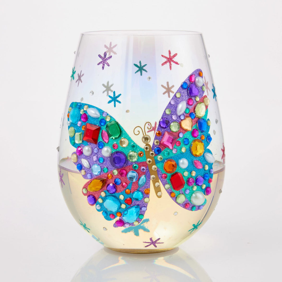 Bejewelled Butterfly Stemless Glass