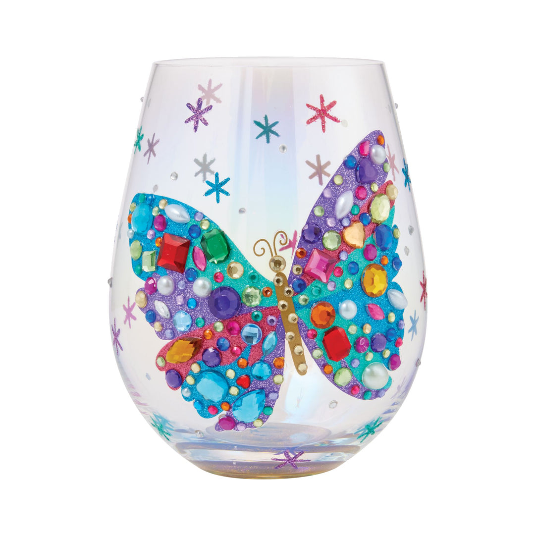 Bejewelled Butterfly Stemless Glass