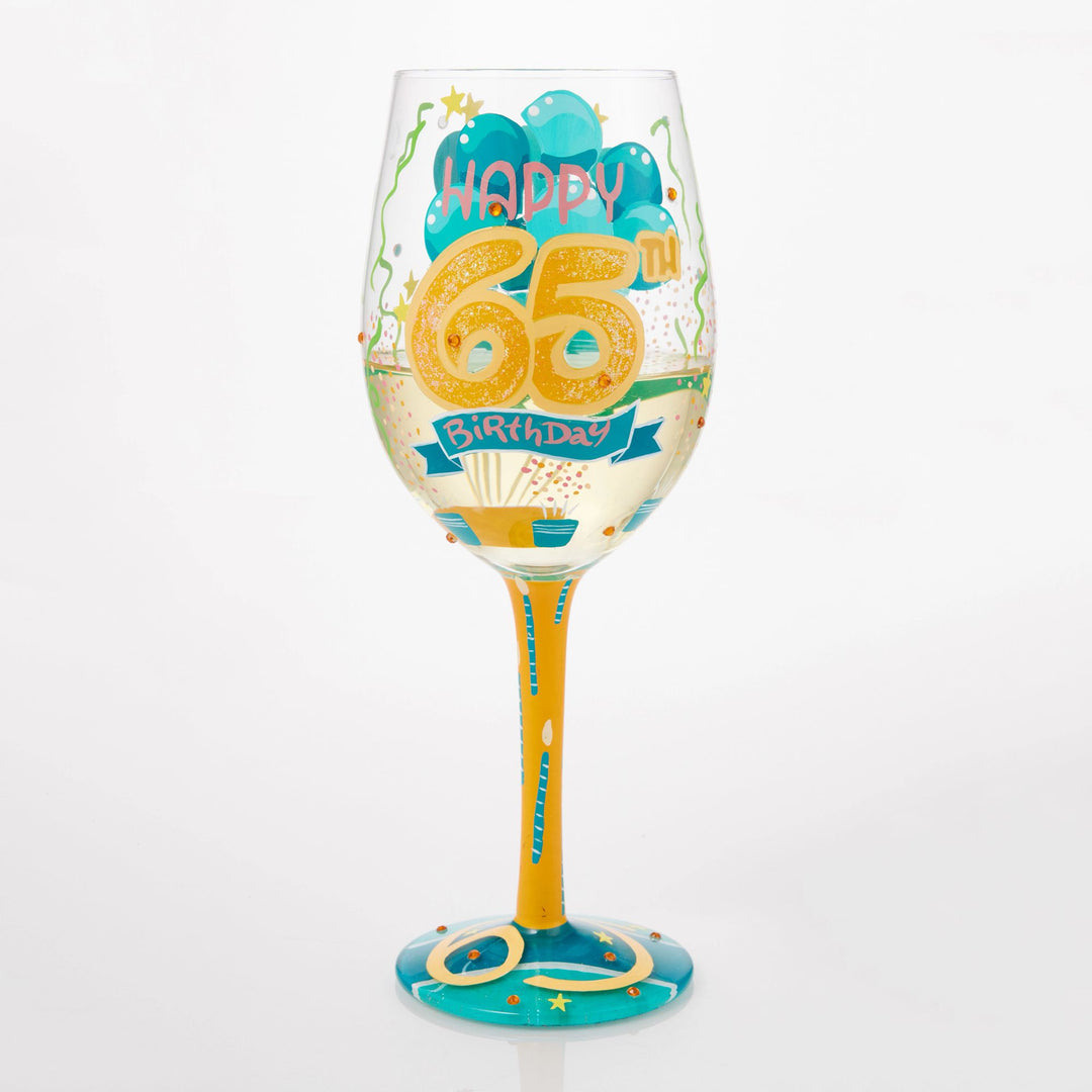 Happy 65th Birthday Wine Glass