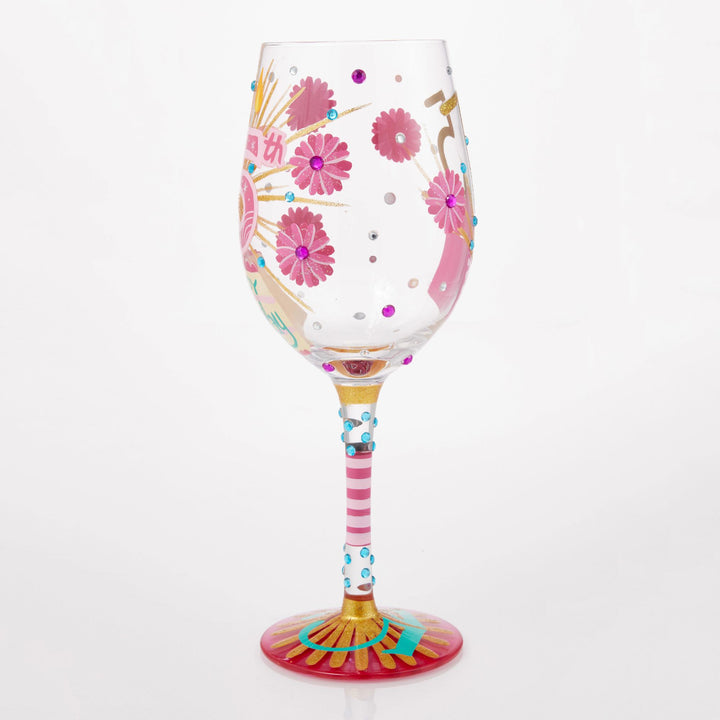 Happy 75th Birthday Wine Glass